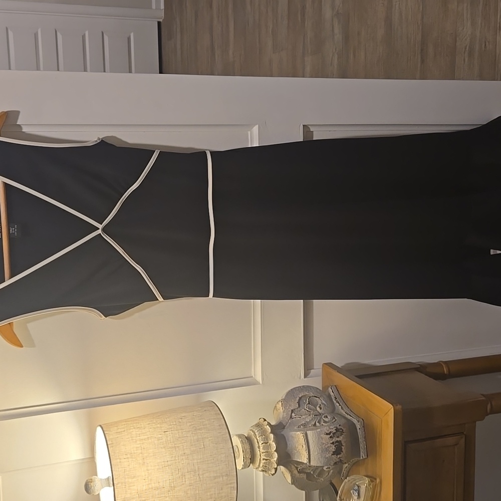 Express Black Midi Dress with Cream Accents